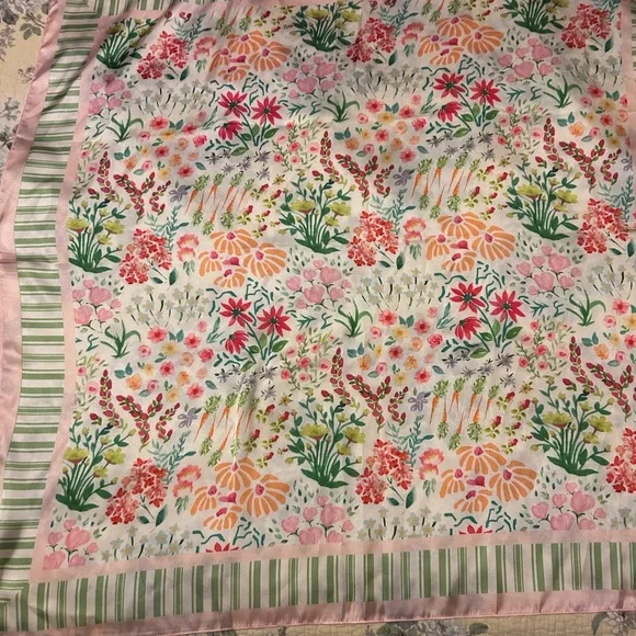 Betsey Johnson Pink Floral Silk Scarf - Picture 1 of 4